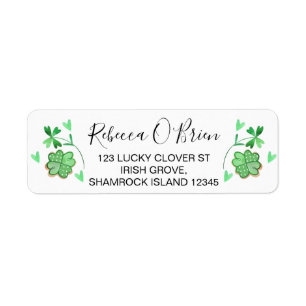 Love Heart Lucky Shamrock Return Address Label