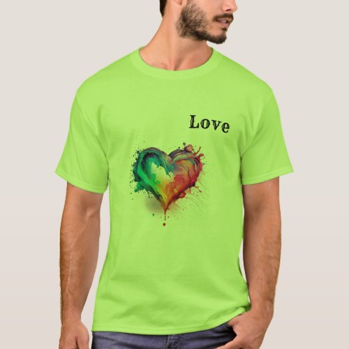 Love heart Mens Basic T_Shirt