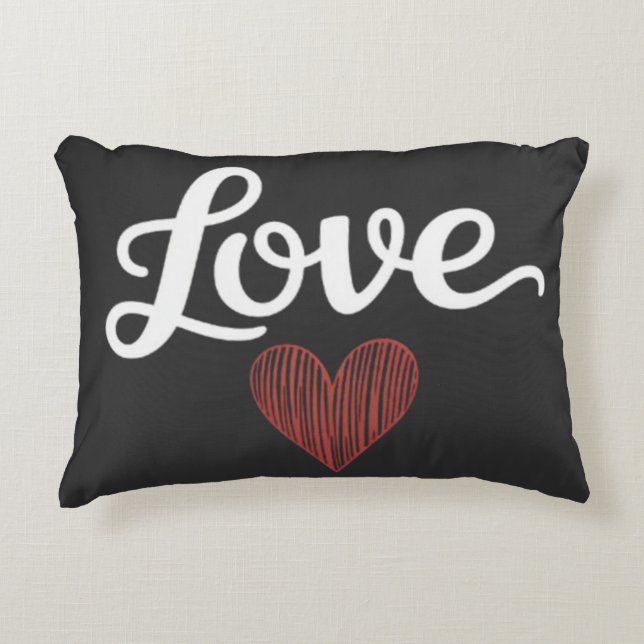Love Heart Minimal Typography Romantic Design Accent Pillow (Front)