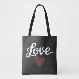 Love Heart Minimal Typography Romantic Design Tote Bag