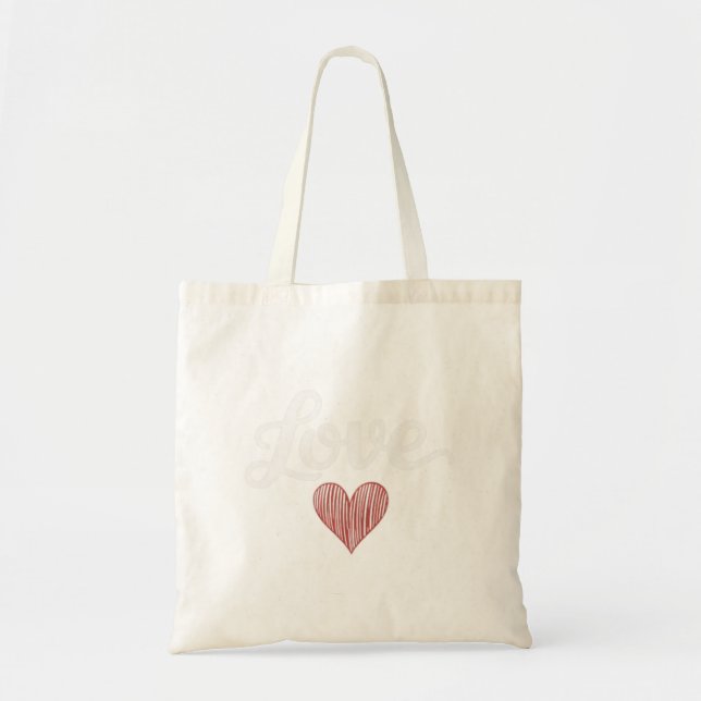 Love Heart Minimal Typography Romantic Design Tote Bag (Front)