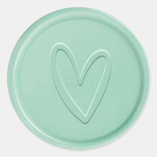 Love Heart Mint Wax Seal Sticker