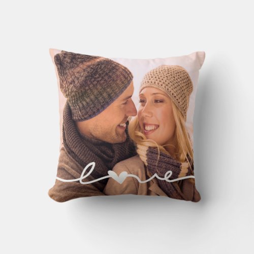 Love Heart Modern Custom Photo  Throw Pillow