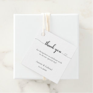 Love Heart Modern Elegant Black And White Wedding Favor Tags
