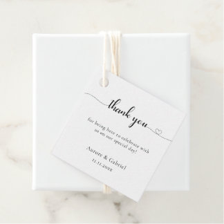Love Heart Modern Elegant Black And White Wedding Favor Tags