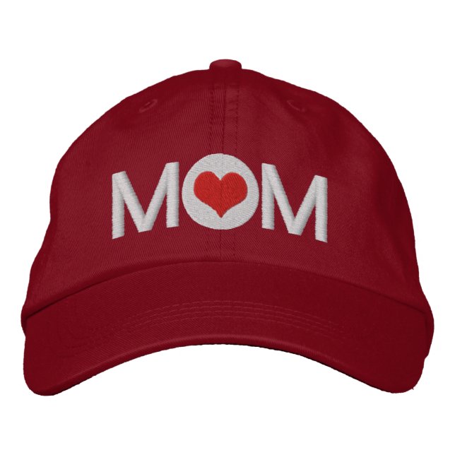 Love Heart Mom Embroidered Baseball Cap (Front)