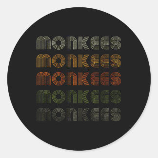 Love Heart Monkees Tee Grunge Vintage Style Black  Classic Round Sticker
