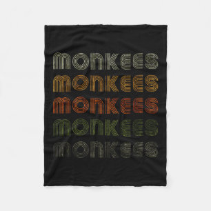 Love Heart Monkees Tee Grunge Vintage Style Black Fleece Blanket