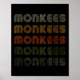 Love Heart Monkees Tee Grunge Vintage Style Black Poster