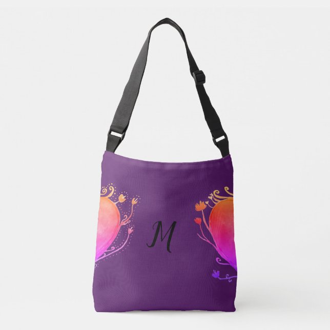 Love Heart Monogram  All-Over-Print Cross Body Bag (Front)
