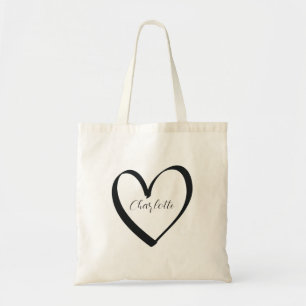 Love Heart Monogram Bridesmaid Wedding Swag Tote Bag