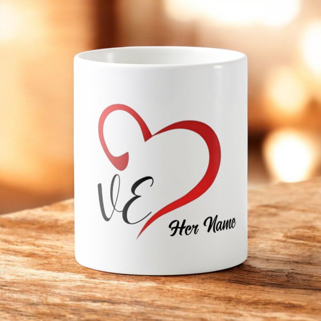 Love Heart Monogram Custom Names Coffee Mug (Creator Uploaded)