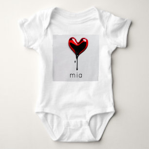 love heart monogram name simple modern minimal baby bodysuit