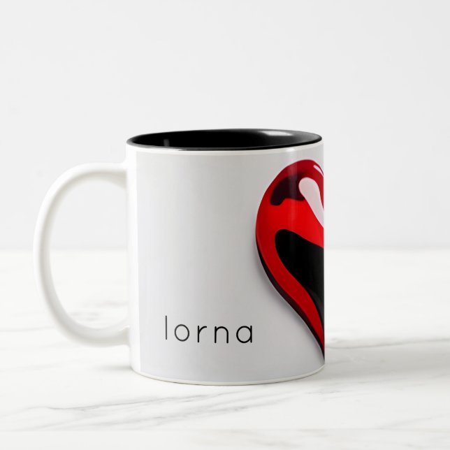 love heart monogram name simple modern minimal Two-Tone coffee mug (Left)
