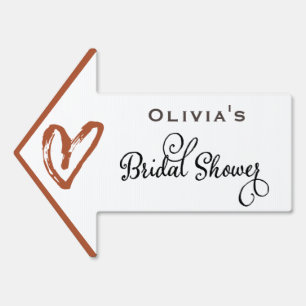 Love Heart Monogrammed Direction Bridal Shower Sign