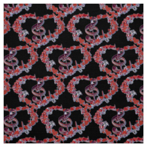 Love Heart Music Symbol Pattern Fabric
