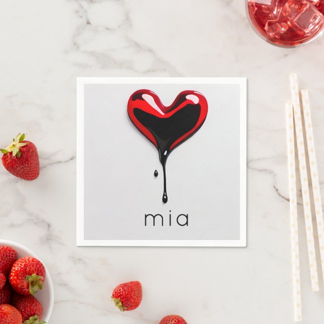love heart name simple modern minimal custom  napkins (Insitu)