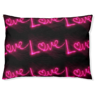 love heart neon hot pink black dog bed