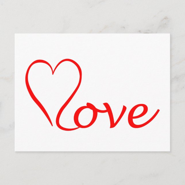 Love Heart on a White Background Postcard (Front)