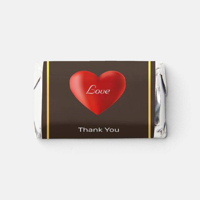 Love Heart on Brown Thank You Hershey's Miniatures (Front)