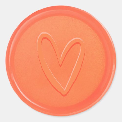 Love Heart Orange Wax Seal Sticker