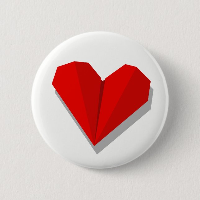 Love Heart Origami Vector Illustration Button (Front)