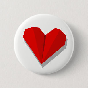 Love Heart Origami Vector Illustration Button