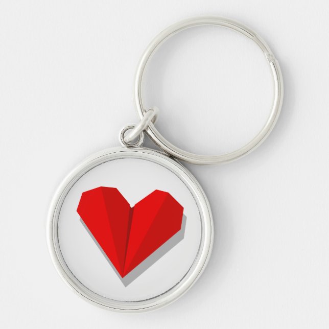 Love Heart Origami Vector Illustration Keychain (Front)