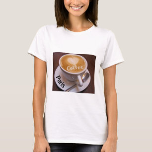 Love Heart Paris Cappuccino Coffee Cup Mug T-shirt
