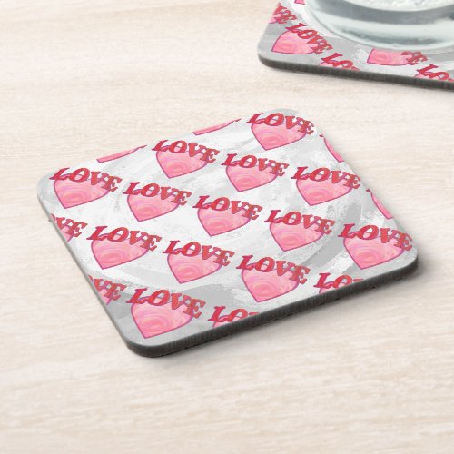 Love Heart Pattern Beverage Coaster