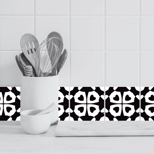 Love Heart Pattern Black And White Ceramic Tile