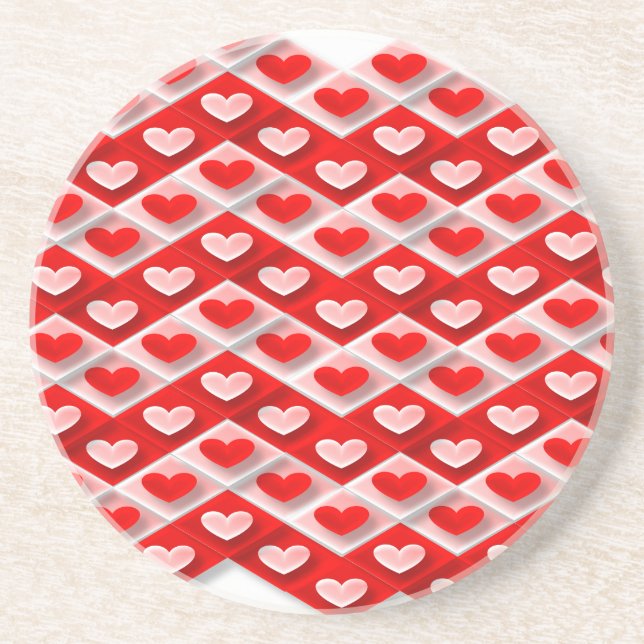 Love Heart Pattern Drink Coaster (Front)