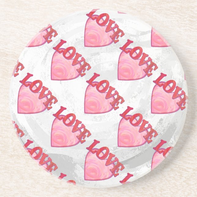 Love Heart Pattern Drink Coaster (Front)