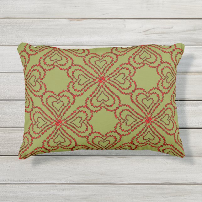Love Heart Pattern Outdoor Pillow (Front)
