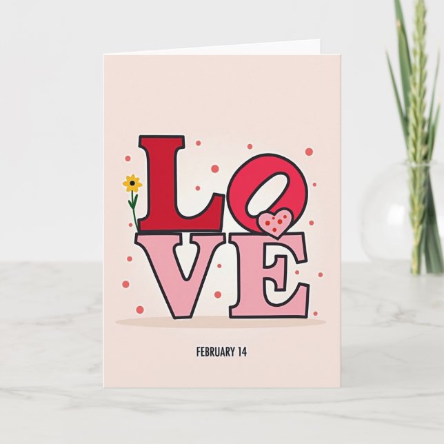 Love Heart Pattern Valentine Card (Front)