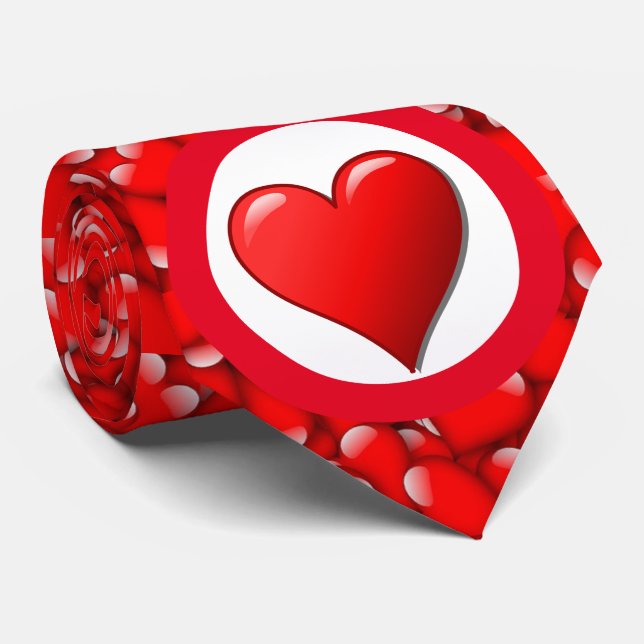 Love Heart Pattern Valentine's Day Tie (Rolled)
