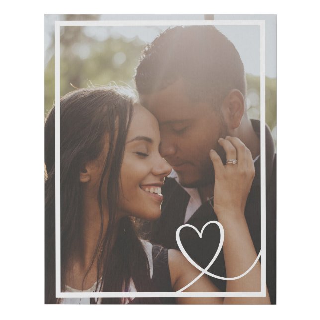 Love heart personalized photo custom made faux canvas print (Front)