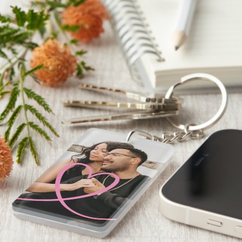 Love heart personalized photo custom made keychain