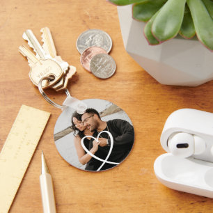 Love heart personalized photo custom made keychain