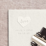 Love Heart Personalized Wedding Embosser<br><div class="desc">Add handmade charm to your envelopes,  favors and more with our romantic wedding embosser featuring your names and wedding date displayed beneath a heart illustration with "love" inscribed inside in modern script lettering. Personalize with your names and wedding date.</div>