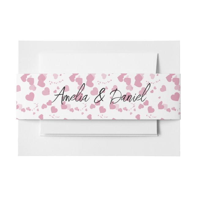 Love Heart Personalized Wedding Invitation Belly Band (Front Example)