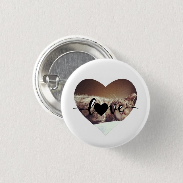 Love Heart Photo Button (Front & Back)