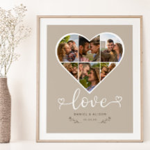 Love Heart Photo Collage Grid Couple Latte