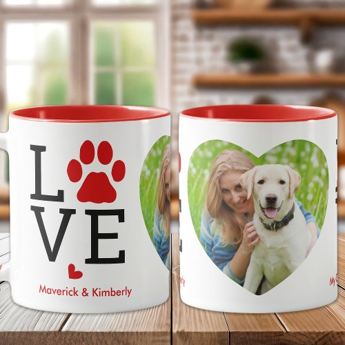 LOVE Heart Photo Custom Pet Dog Lover Valentine  Mug
