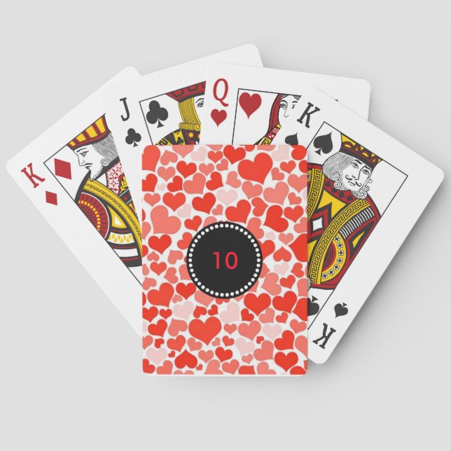 Love Heart Pink And Red Custom Year Poker Cards (Back)