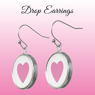 Love heart pink and white earrings