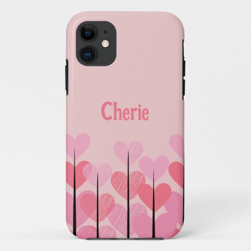 Love Heart Pink Elegant Luxury Cute Sweet  iPhone 11 Case