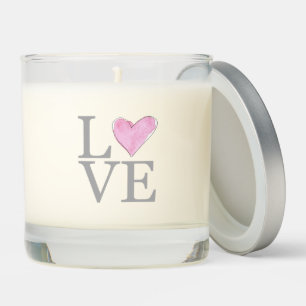 LOVE Heart Pink Grey White Valentine Special Scented Candle