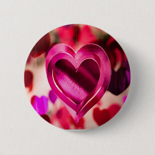 Love Heart Pink Valentines Day Anniversary Button