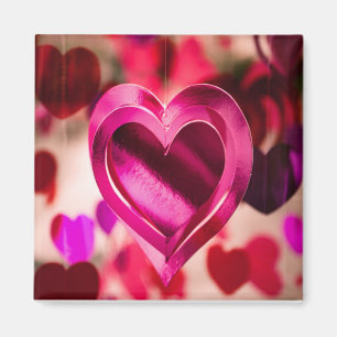 Love Heart Pink Valentines Day Anniversary Magnet